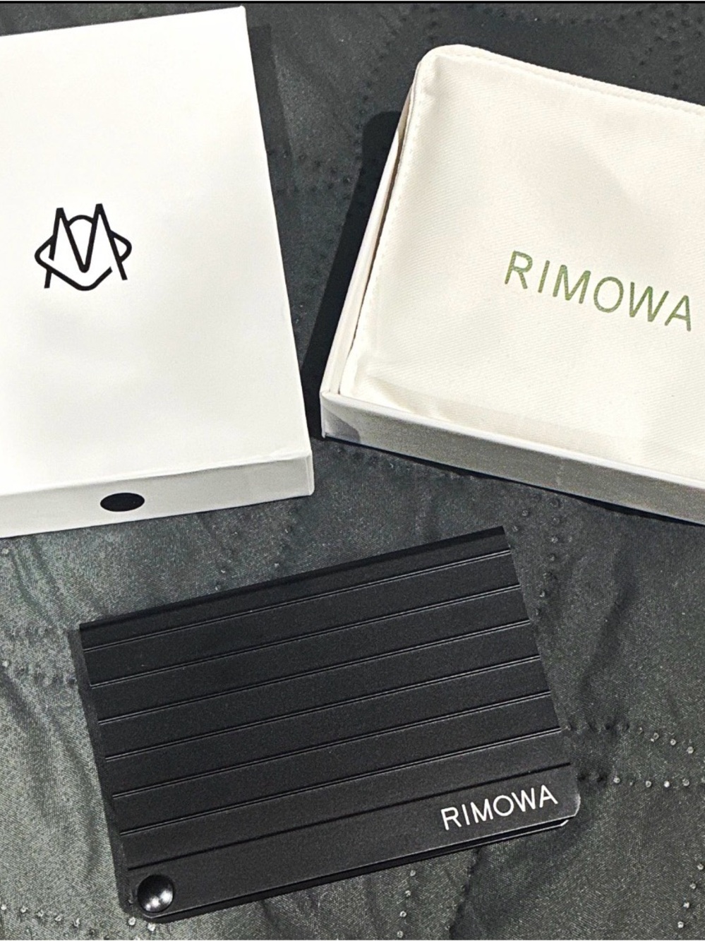 RIMOWA Black Slim Ribbed Card Holder